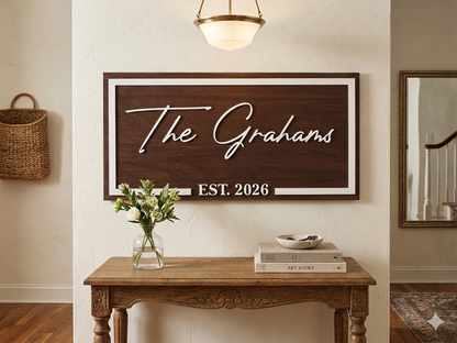 Custom Business Name Sign – Wood & White Acrylic