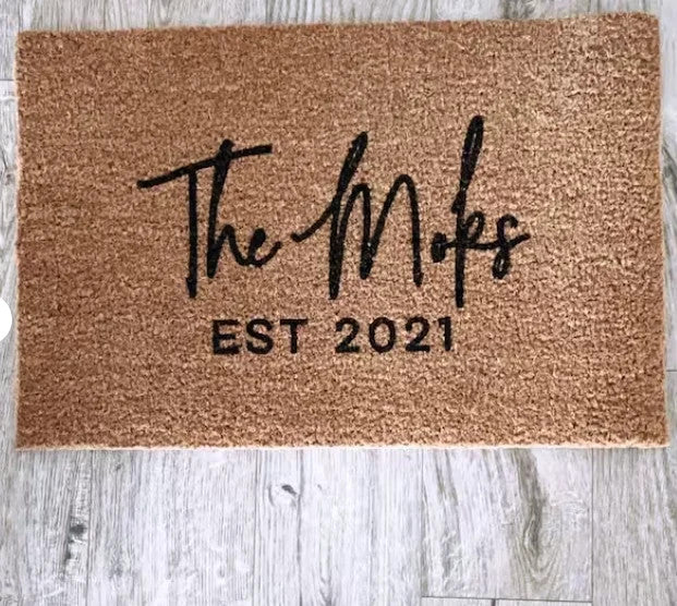 Personalised Doormat with Surname & Est. Date