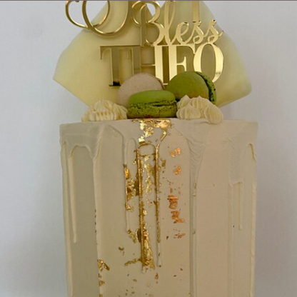 God Bless Cake Topper in Gold