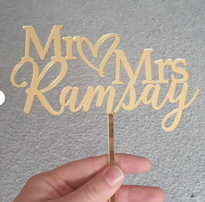 Mr & Mrs Wedding Cake Topper