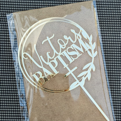 Personalised Baptism Swirl Cake Topper