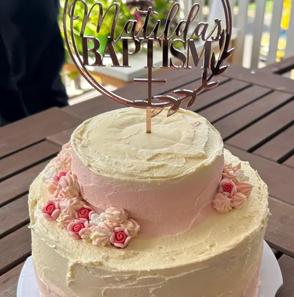 Personalised Baptism Swirl Cake Topper