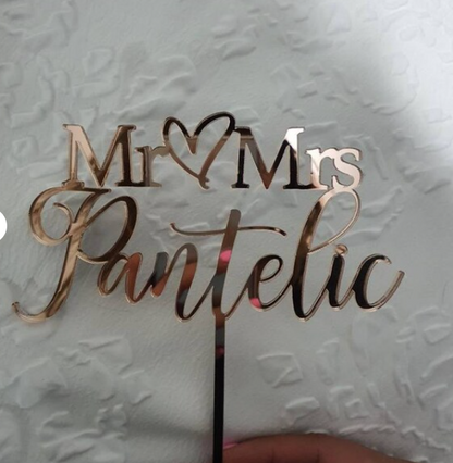 Personalised Mr & Mrs Wedding Cake Topper
