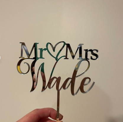 Personalised Mr & Mrs Wedding Cake Topper