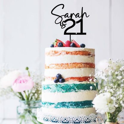 Name & Age Custom Cake Topper Style 3 - Birthday Topper