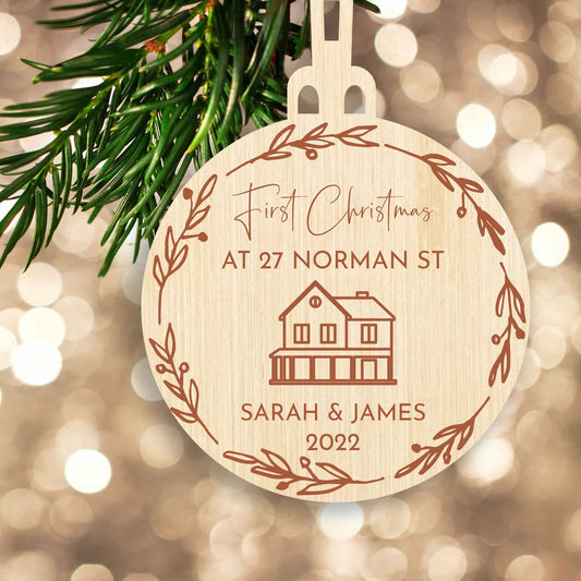 Personalised New Home Couple First Christmas Bauble Style 1