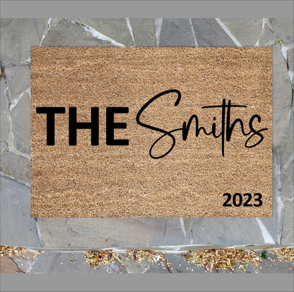 Personalised "Smiths" Front Door Mat with Date