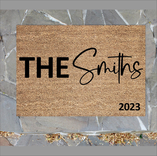 Personalised "Smiths" Front Door Mat with Date