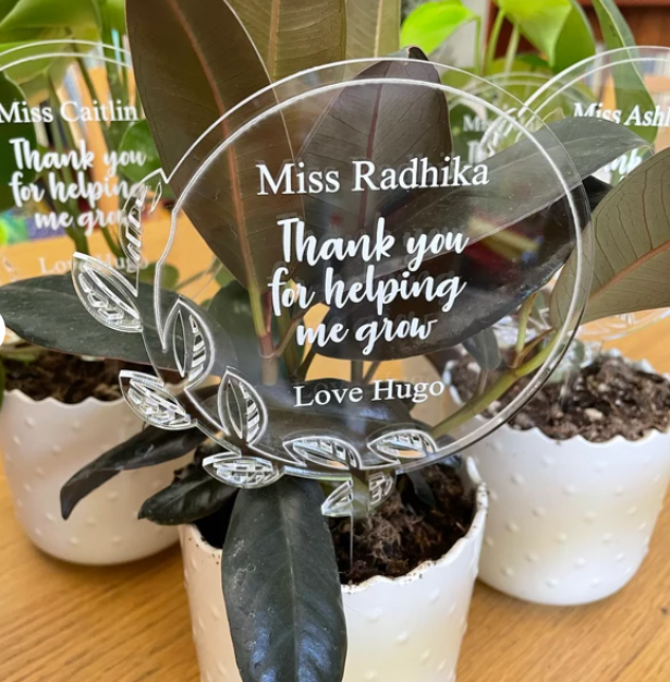 Personalised Teacher Planter Stick | Thank You Teacher Gift | Engraved