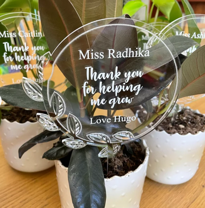 Personalised Teacher Planter Stick | Thank You Teacher Gift | Engraved