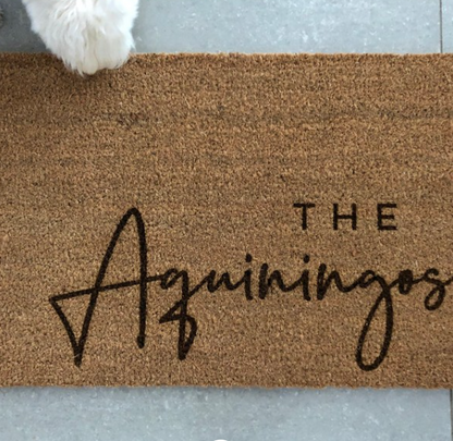 Custom doormat coir for a family