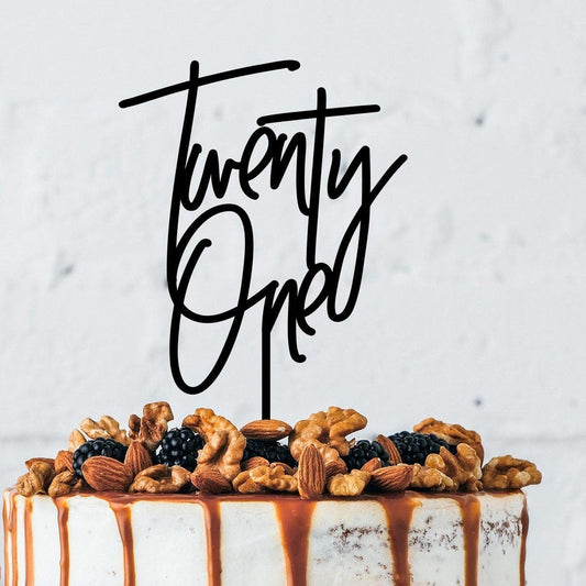 Black Twenty One 21st Birthday Cake Topper