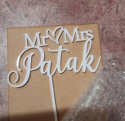 Mr & Mrs Wedding Cake Topper