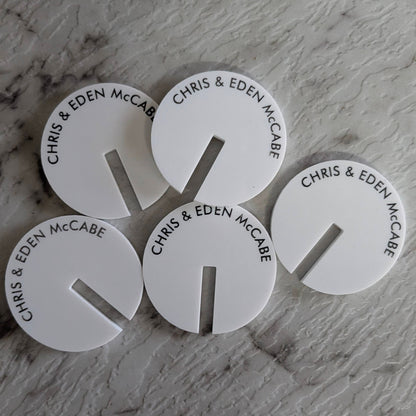 White and Black Drink Tag with a personalised message