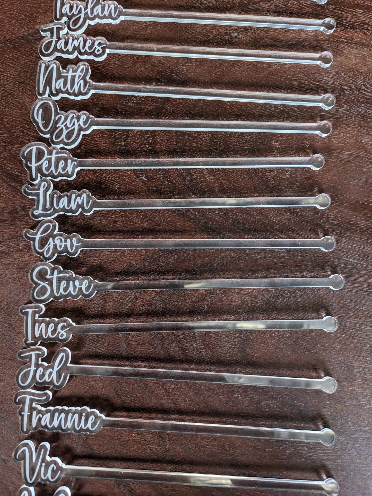 acrylic cocktail sticks for a wedding