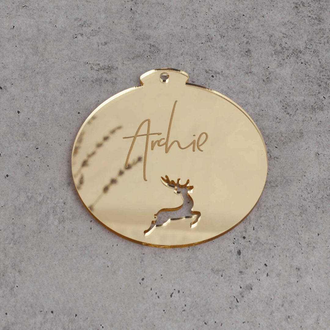 Personalised Christmas Reindeer Bauble Ornament