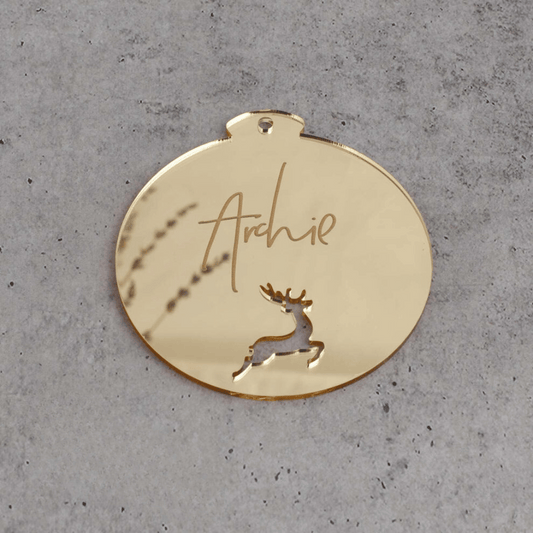 Personalised Christmas Reindeer Bauble Ornament