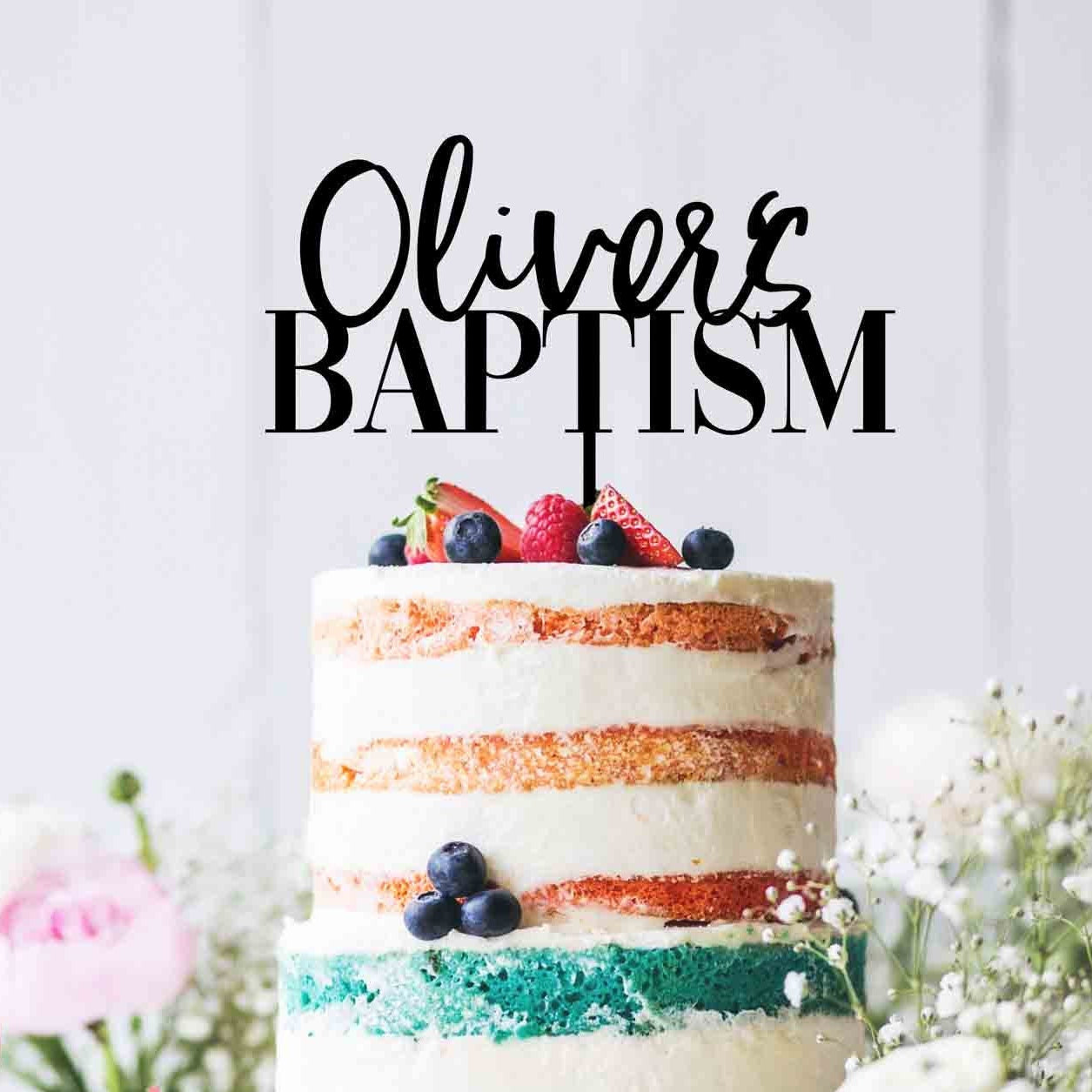 Personalised Baptism Cake Topper - Custom Cake Toppers - Acrylic and Wooden Cake Topper