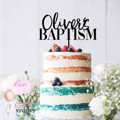 Personalised Baptism Cake Topper - Custom Cake Toppers - Acrylic and Wooden Cake Topper -  