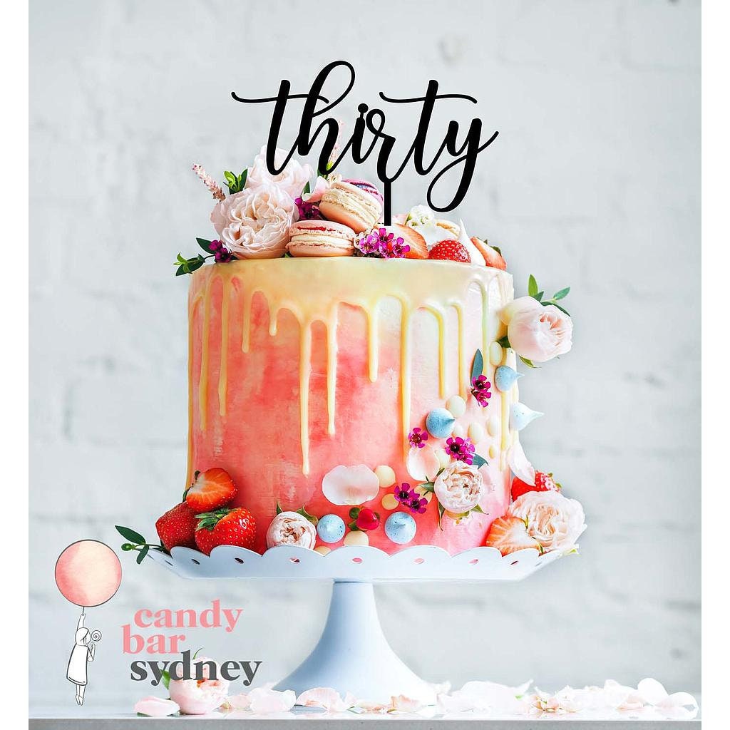 Thirty 30th Birthday Cake Topper Style 3 - Thirty Cake Topper - Rose Gold Cake Toppers -  