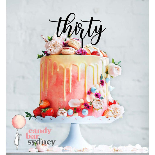 Thirty 30th Birthday Cake Topper Style 3 - Thirty Cake Topper - Rose Gold Cake Toppers -  