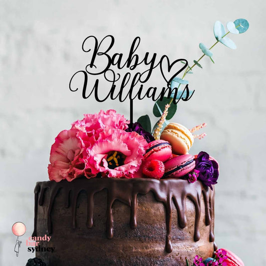 Personalised Baby Shower Cake Topper Style 3 - Custom Cake Toppers - Acrylic Cake Toppers -  