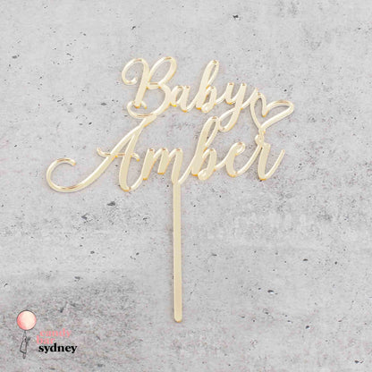 Personalised Baby Shower Cake Topper Style 3 - Custom Cake Toppers - Acrylic Cake Toppers -  
