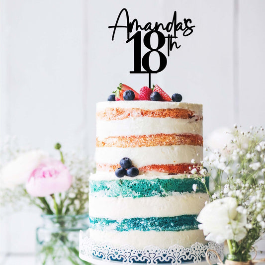 Name & Age Custom Cake Topper Style 2 - Birthday Topper -  
