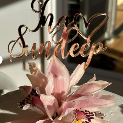Personalised Couple Names Wedding Cake Topper | Heart Acrylic
