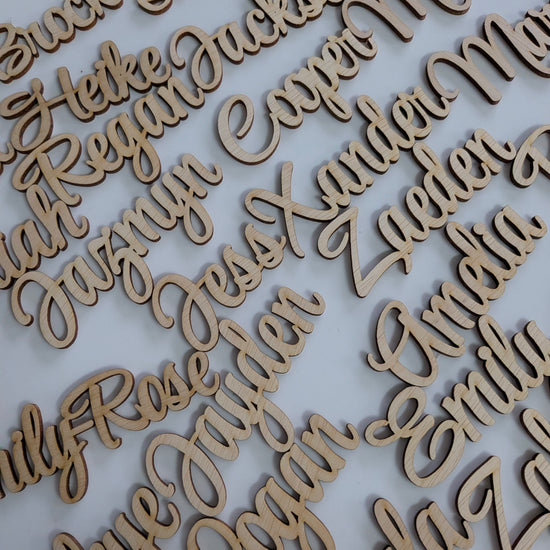 Wooden name cards place settings